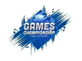 Games Championship Text With High Jumper On Abstract Blue And White Background. vector