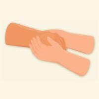 Hands Hold Or Together On Beige Background. vector