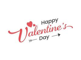 Happy Valentine's Day Font With Red Hearts On White Background. vector