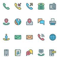 Outline icons for Contact information. vector