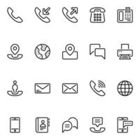 Outline icons for Contact information. vector