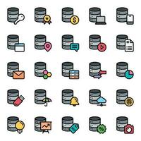 Filled outline icons for Database server. vector