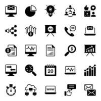 Glyph icons for Digital marketing. vector