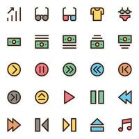 iconos de contorno de color rellenos para la interfaz de usuario. vector