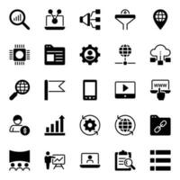 Glyph icons for Digital marketing. vector