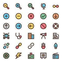 iconos de contorno de color rellenos para la interfaz de usuario. vector