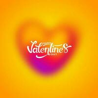 White Happy Valentine's Day Font On Blurred Heart Illusion Background. vector