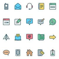 Outline icons for Contact information. vector