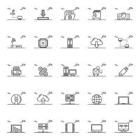 Outline icons for Digital electronics. vector