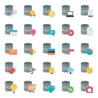 Flat color icons for Database server. vector