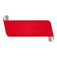 Empty Curl Paper Tag Or Banner In Red And Silver Color. vector