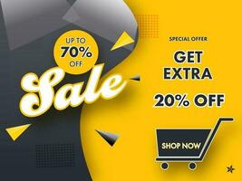 Offer For Sale Poster Or Banner Design In Yellow And Grey Color. vector