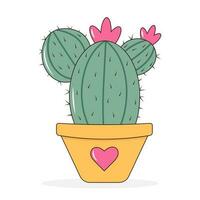 florecer cactus en un maceta. maravilloso retro 70s hippie psicodélico clipart. vector