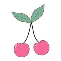 Groovy retro cherry. Vintage hippie psychedelic berries. vector