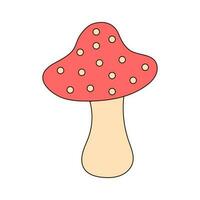Groovy retro mushroom. Vintage hippie psychedelic amanita. vector