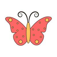 Groovy butterfly. Retro hippie psychedelic clipart. vector