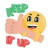 Download flat sticker of keep it up vector