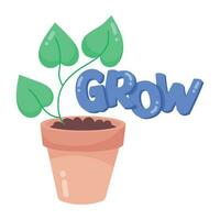 Flat sticker of growing plant vector