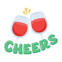 Check out flat sticker of cheers vector