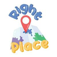 Trendy flat sticker of right place vector