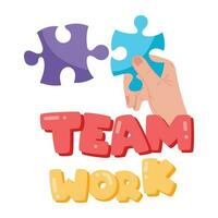 Check this flat sticker of teamwork vector