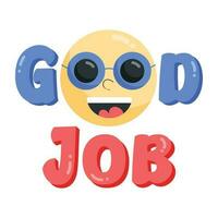 Find job typography with magnifier, flat sticker vector