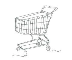 abstract basket with handles, box, shopping cart Continuous One Line Drawing vector