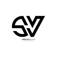 Modern line art letter S V unique shape minimal creative monogram logo vector