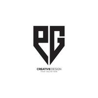 Modern shield shape letter or P G with security business monogram logo vector
