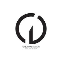 Rounded letter C D with creative line art unique minimal logo vector