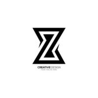 Letter Z with line art negative space hourglass concept monogram logo vector