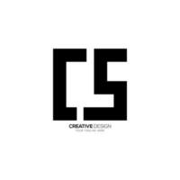 Letter C S rectangle shape simple line monogram logo vector