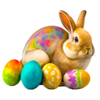 ai generativo carino Pasqua coniglietto con Pasqua uovo png
