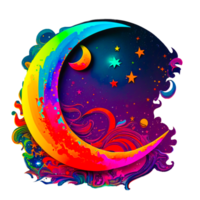 ai generativo colorato Luna e stella illustrazione png