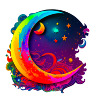 ai génératif coloré lune et étoile illustration png