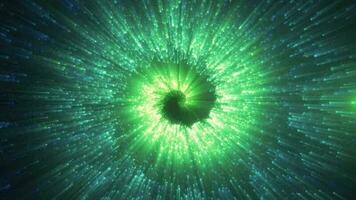 Abstract color changing hypnotizing energy magical bright glowing spiral swirl particle tunnel with bokeh effect background video