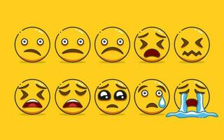 Set of Cute Yellow Emoji with Outline Style vector