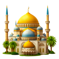 AI generative golden mosque illustration png