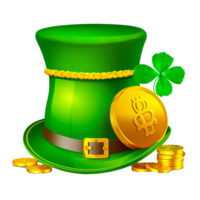 st. patrick's dia duende chapéu e por sorte dourado moedas ai generativo png