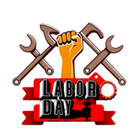 Hand drawn labor day with hands and tools png