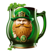 ai generativo santo patrick dia duende com caneca do verde Cerveja png