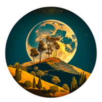 Moonlight background round moon colored cartoon illustration png