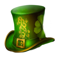 Illustration realistic green st patricks day hat with clover on transparent png
