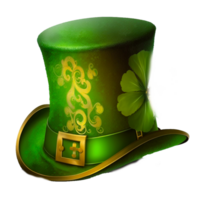 ai génératif illustration réaliste vert st patricks journée chapeau avec trèfle sur transparent png