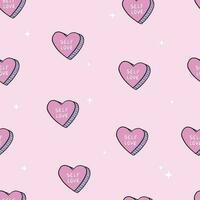 retro seamless pattern with heart doodles on light pink background. Good for nursery textile prints, wallpaper, scrapbooking, stationary, wrapping paper, etc. EPS 10 vector