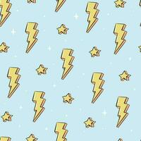 seamless pattern with thunderbolts and stars for nursery prints, wallpaper, scrapbooking, stationary, backgrounds, wrapping paper, etc. EPS 10 vector