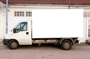 Truck with blank ads photo