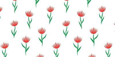 Beautiful art of flower seamless pattern. Red rose illustration on white background. Suit for dress fabric woman fashion vector