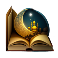 beautiful Quran with crescent moon png