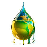 earth globe in water drop form png